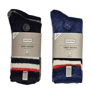 BUNDLE Hunter Socks Black & Blue Multi Women's Cozy Socks 8 Pairs Gifts Classic